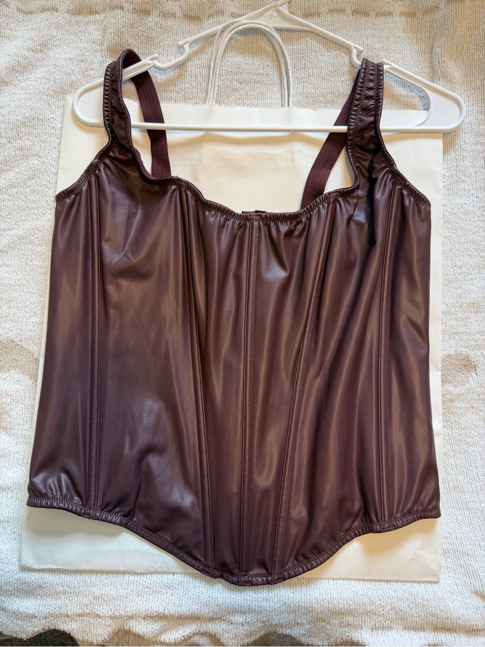 Victoria’s Secret Faux Leather Corset Burgundy XL NWT